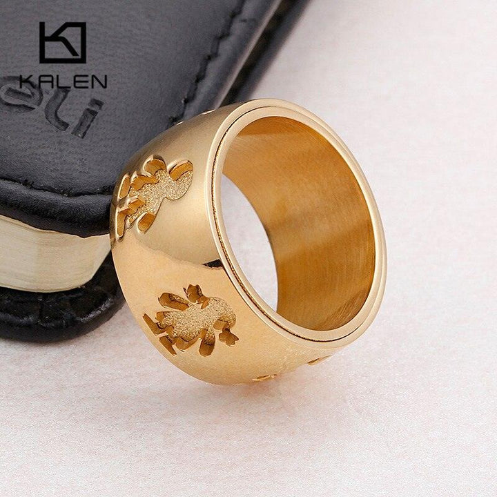 Kalen New Stainless Steel Little Girl &amp; Boy 12mm Width Rings For Women Good Quality Engagement Finger Rings For Family Love.