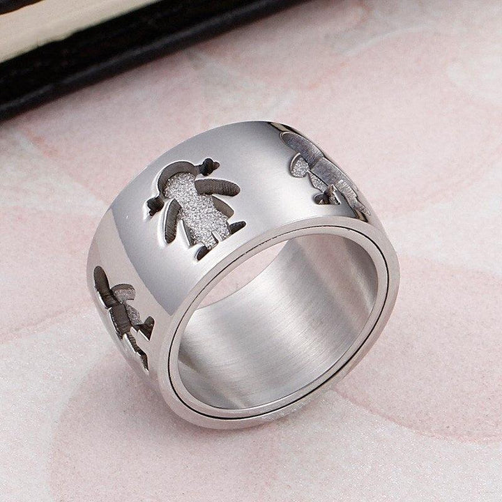 Kalen New Stainless Steel Little Girl &amp; Boy 12mm Width Rings For Women Good Quality Engagement Finger Rings For Family Love.