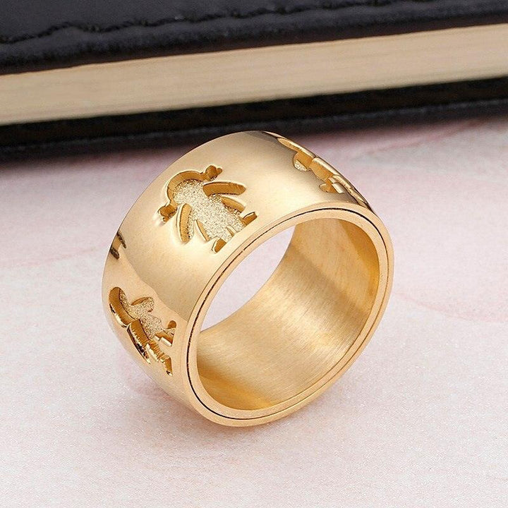 Kalen New Stainless Steel Little Girl &amp; Boy 12mm Width Rings For Women Good Quality Engagement Finger Rings For Family Love.