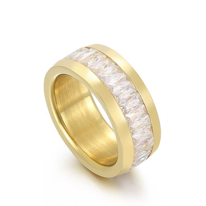 Kalen New Stainless Steel Ring Crystal Zircon Gold Rings For Women Exquisite Gift Wedding Party Jewelry.