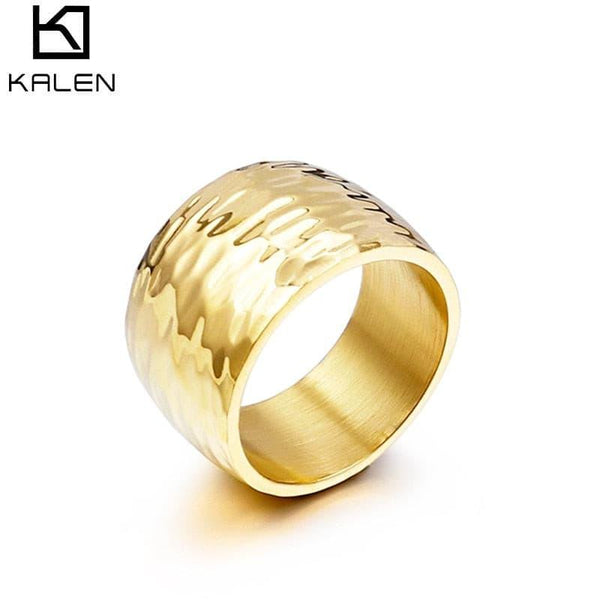 Kalen New Titanium Steel Ring Men Wome Metal Texture Ring Occident Simple Ring 10/14MM Rings Set Trendy Jewelry Gift Wholesale.