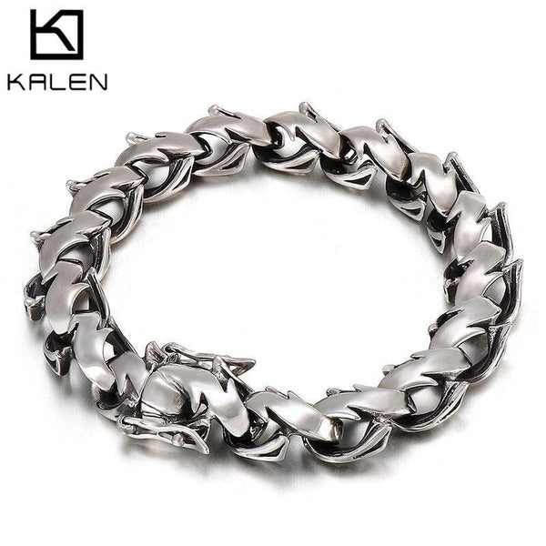KALEN New Unique Link Chain Bracelet Men Stainless Steel 316L Punk Fashion Botfriend Gift.
