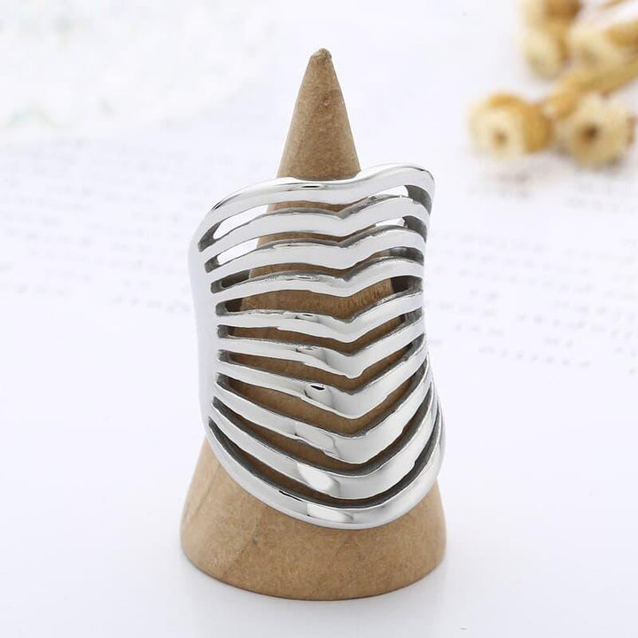 KALEN New Vintage Wide Polka Dot Mixed Color Stainless Steel Ring For Women Exaggerated Personality Wind Punk Party Jewelry.