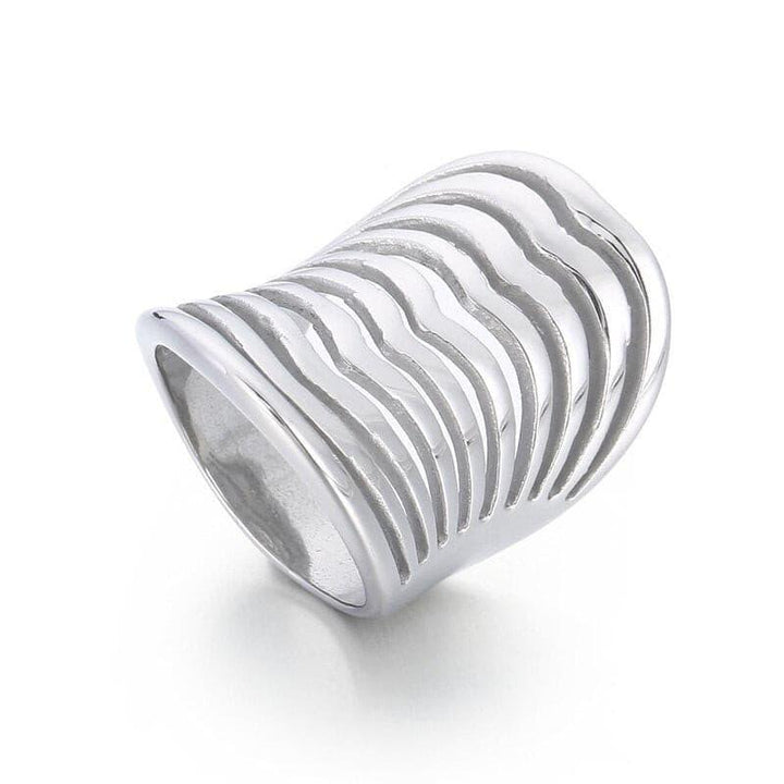 KALEN New Vintage Wide Polka Dot Mixed Color Stainless Steel Ring For Women Exaggerated Personality Wind Punk Party Jewelry.
