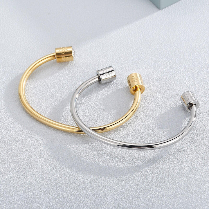 Kalen Open Zircon Cuff Bracelet Bangle Gold Silver Color Stainless Steel Zircon Simplicity Bangle for Women Fashion Jewelry.