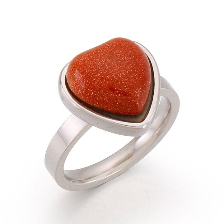 Kalen Peach Heart Ring 7 Color Vintage Heart Stone Ring Size 6#-9# for Women Party Rings.