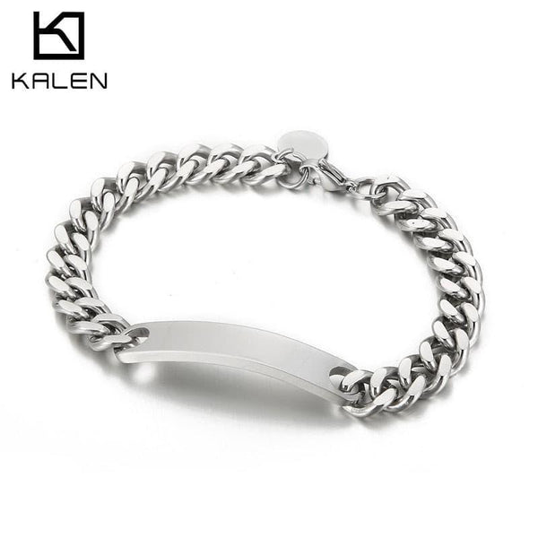 Kalen Personality 9mm Steel Color Men's Link Cuban Chain Party Jewelry Gift Bracelet.