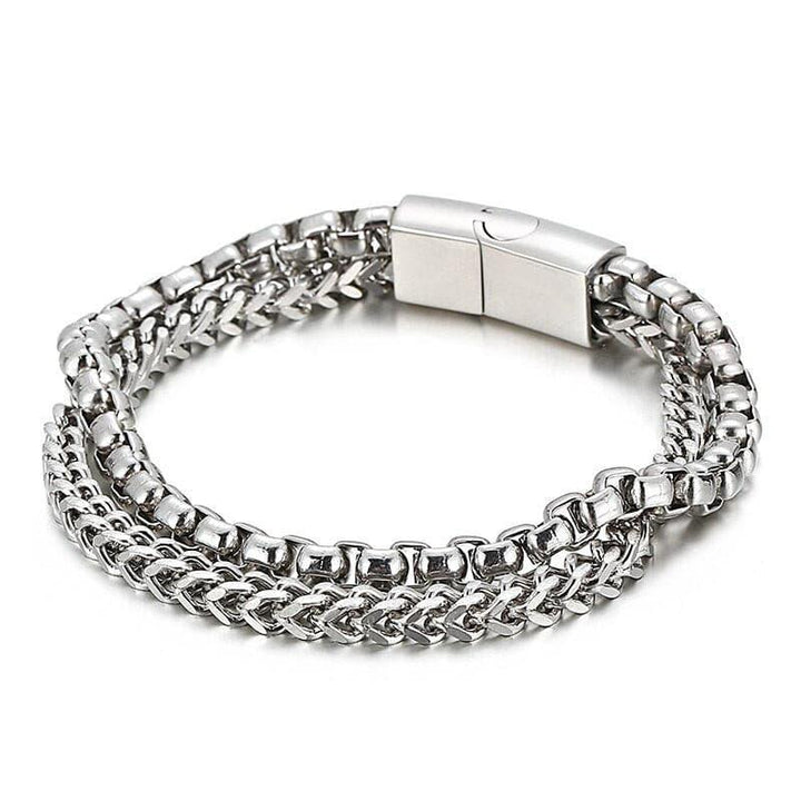 Kalen Popcorn Chain Double Link Combination Stainless Steel 200mm Men's Punk Bracelet Jewelry.