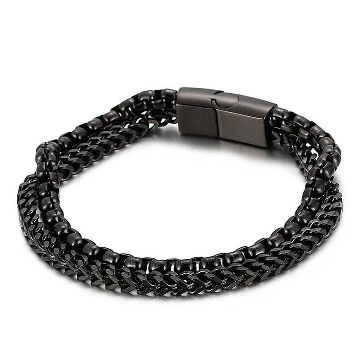 Kalen Popcorn Chain Double Link Combination Stainless Steel 200mm Men's Punk Bracelet Jewelry.