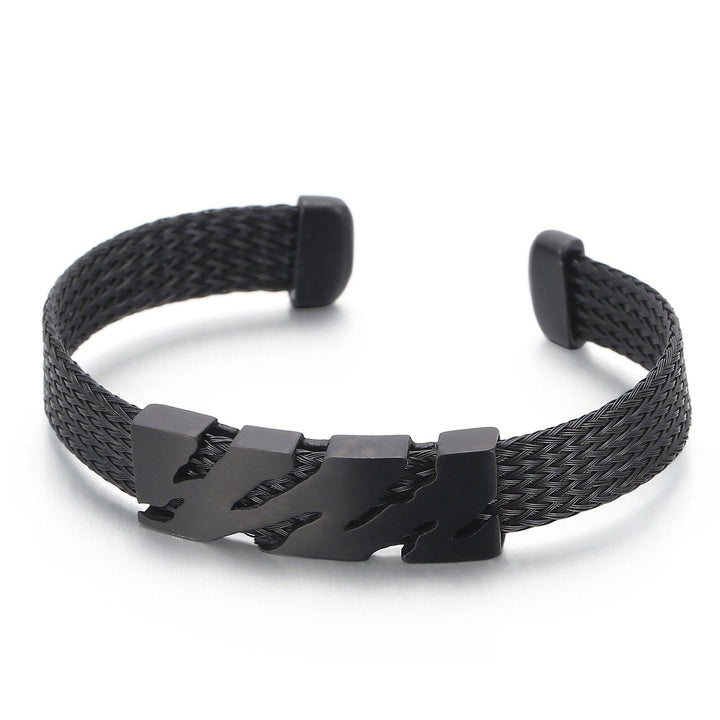 Kalen Punk Woven Leather Open Cuff Bangles  Bracelet For Men Trendy Rock Accessories Jewelry.