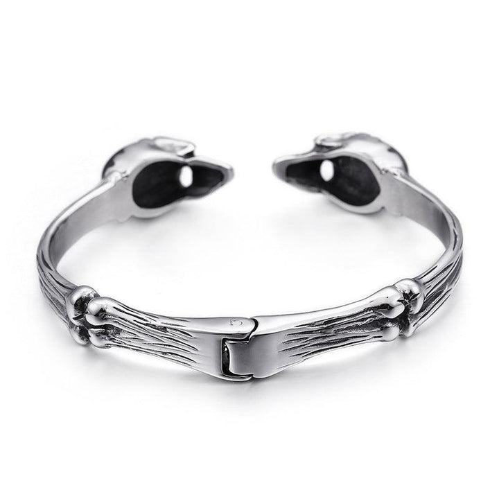 Kalen Punk 10mm Stainless Steel Skull Charm Cuff Bracelet Bangles - kalen