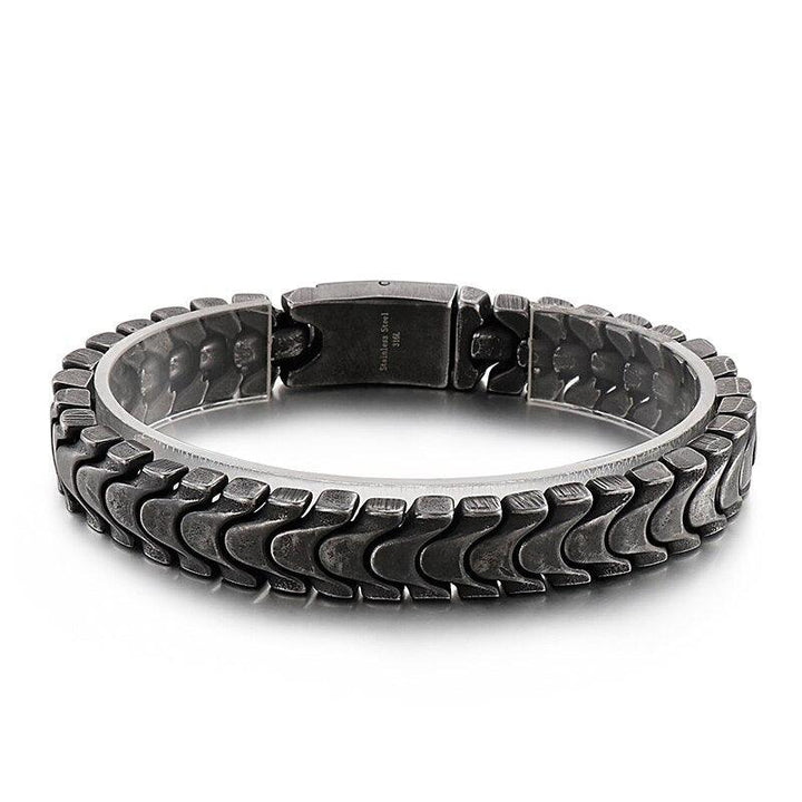 Kalen Punk 12mm Animal Chain Men's Vintage Brushed Stainless Steel Bracelet Wristband Jewelry.