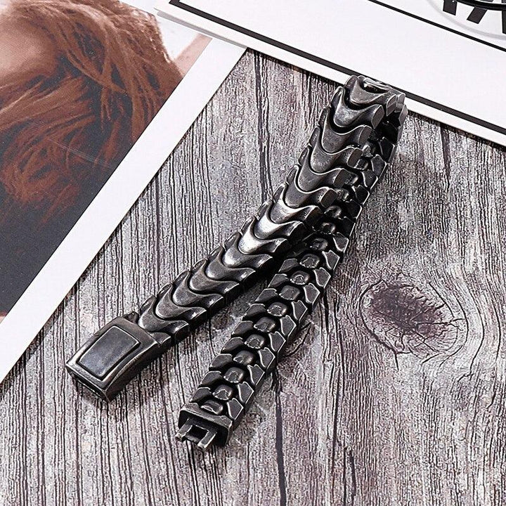 Kalen Punk 12mm Animal Chain Men's Vintage Brushed Stainless Steel Bracelet Wristband Jewelry.