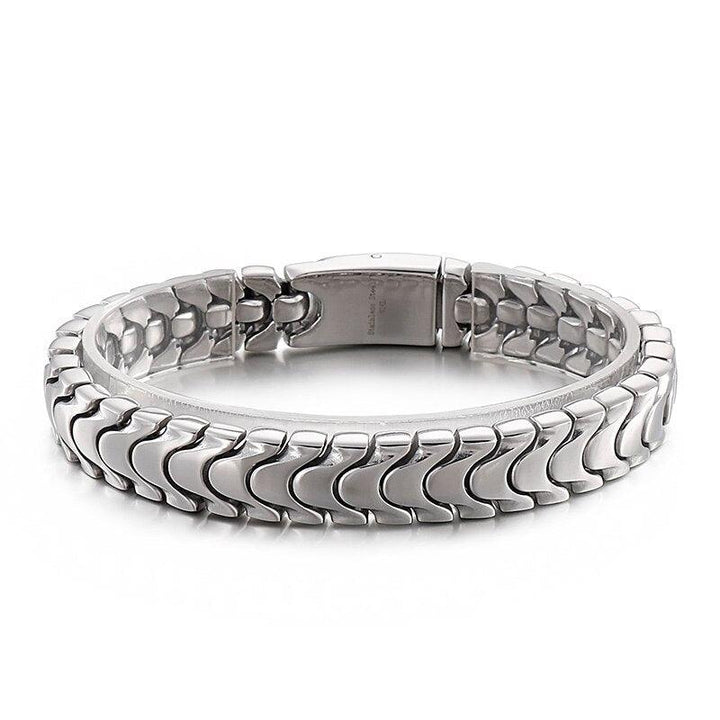 Kalen Punk 12mm Animal Chain Men's Vintage Brushed Stainless Steel Bracelet Wristband Jewelry.