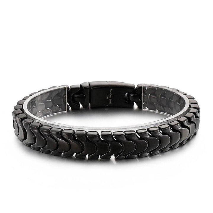 Kalen Punk 12mm Animal Chain Men's Vintage Brushed Stainless Steel Bracelet Wristband Jewelry.