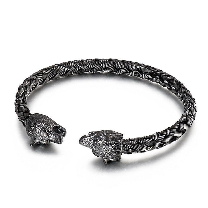 Kalen Punk 12mm Stainless Steel Skull Cuff Bracelet Bangles for Men - kalen