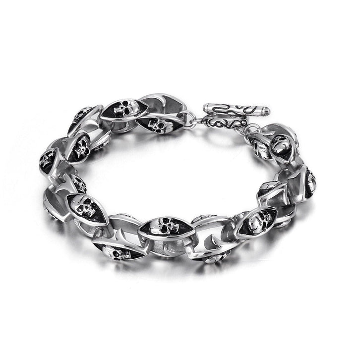 Kalen Punk Skull 316L Stainless Steel Men's 13mm Vintage Bracelet Viking Jewelry Chian Link.