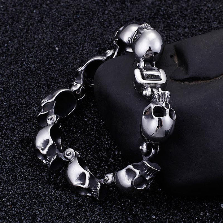 Kalen Punk 13mm Skull Charm Bracelet for Men - kalen