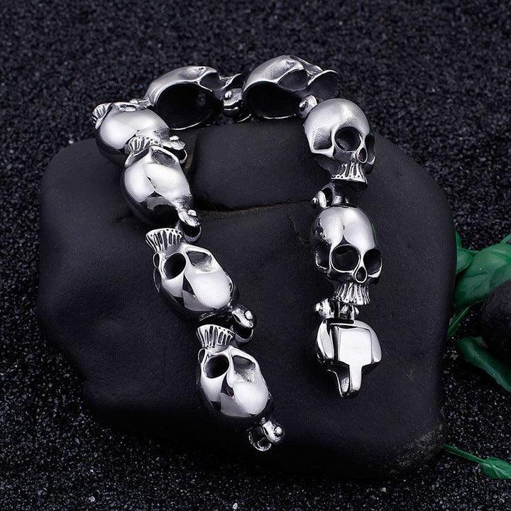 Kalen Punk 13mm Skull Charm Bracelet for Men - kalen