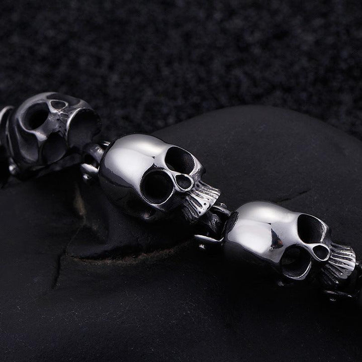 Kalen Punk 13mm Skull Charm Bracelet for Men - kalen