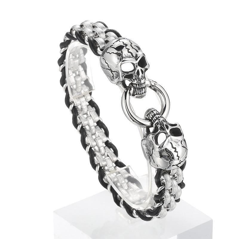 KALEN Punk 13mm Stainless Steel Skull Charm Bracelets for Men - kalen