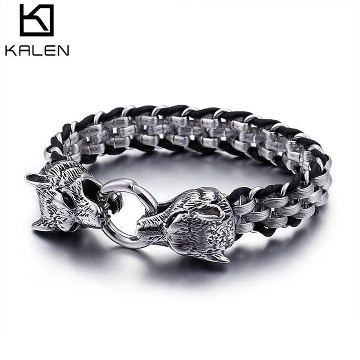 KALEN Punk 13mm Stainless Steel Skull Charm Bracelets for Men - kalen