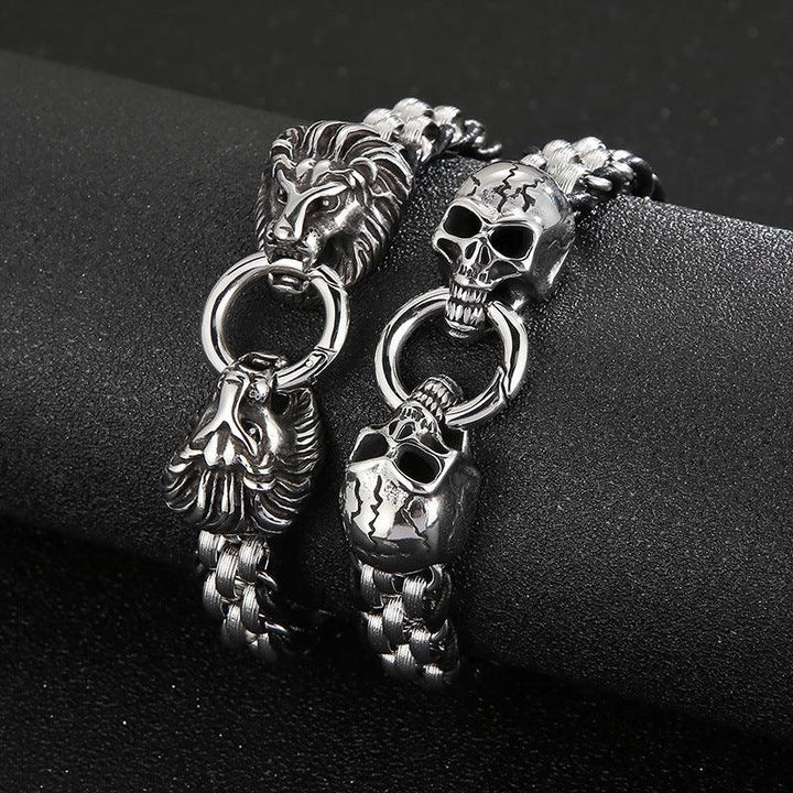 KALEN Punk 13mm Stainless Steel Skull Charm Bracelets for Men - kalen
