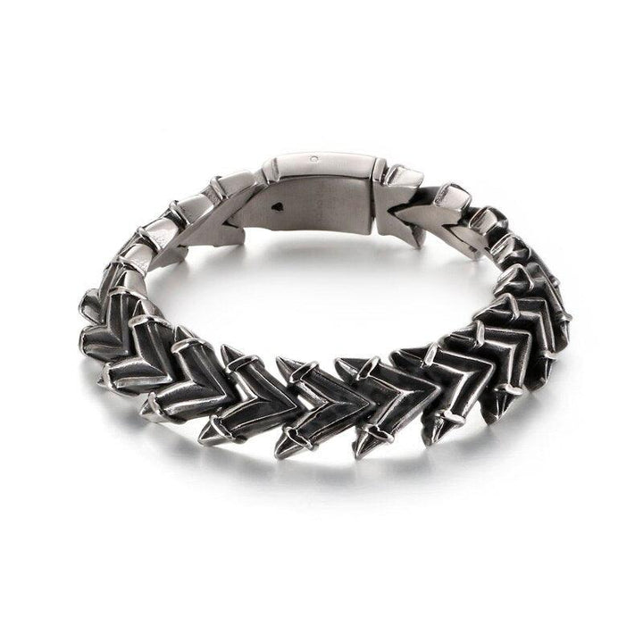 Kalen 316L Stainless Steel Polished Chain Men's Arrow Bone Retro Punk Bracelet Jewelry Accessories.