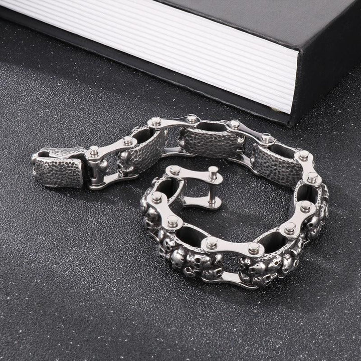 Kalen Punk 14mm Bicycle Chain Skull Charm for Men Bracelet - kalen