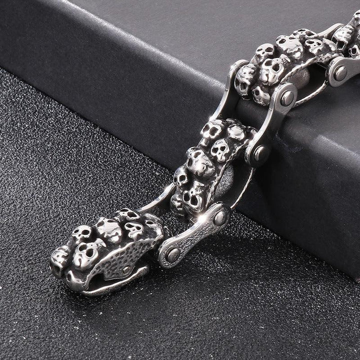 Kalen Punk 14mm Bicycle Chain Skull Charm for Men Bracelet - kalen