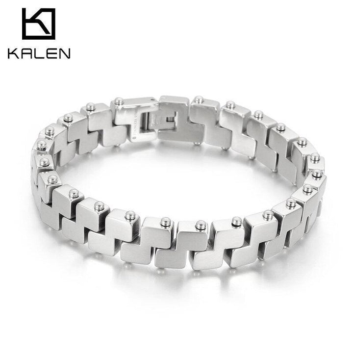 Kalen Punk Metal Bicycle Chain High Quality Stainless Steel Men's Bracelet Birthday Gift Jewelry.