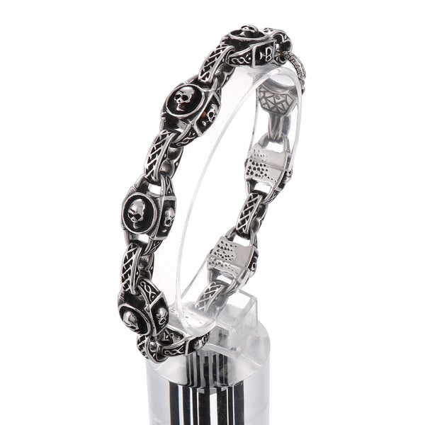 KALEN Punk Style Skull Stainless Steel Men's Bracelet Charm Chain Jewelry.