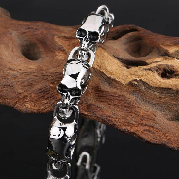 Kalen Punk 14mm Skull Charm Bracelet for Men - kalen