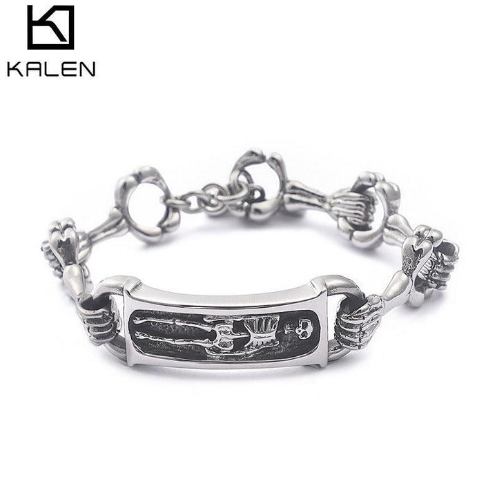 Kalen Punk 14mm Skull Claw Charm Bracelet for Men - kalen