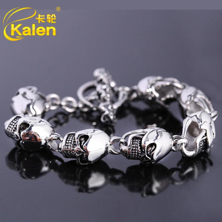 Kalen Punk 14mm Stainless Steel Skull Chain Charm Bracelet for Men - kalen