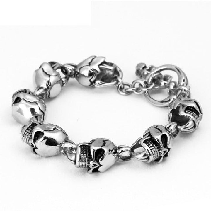 Kalen Punk 14mm Stainless Steel Skull Chain Charm Bracelet for Men - kalen