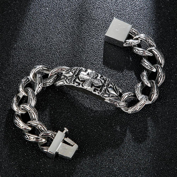 KALEN Punk 225 mm O-chain Bracelet Men's Stainless Steel Mysterious Symbol Male Jewelry.