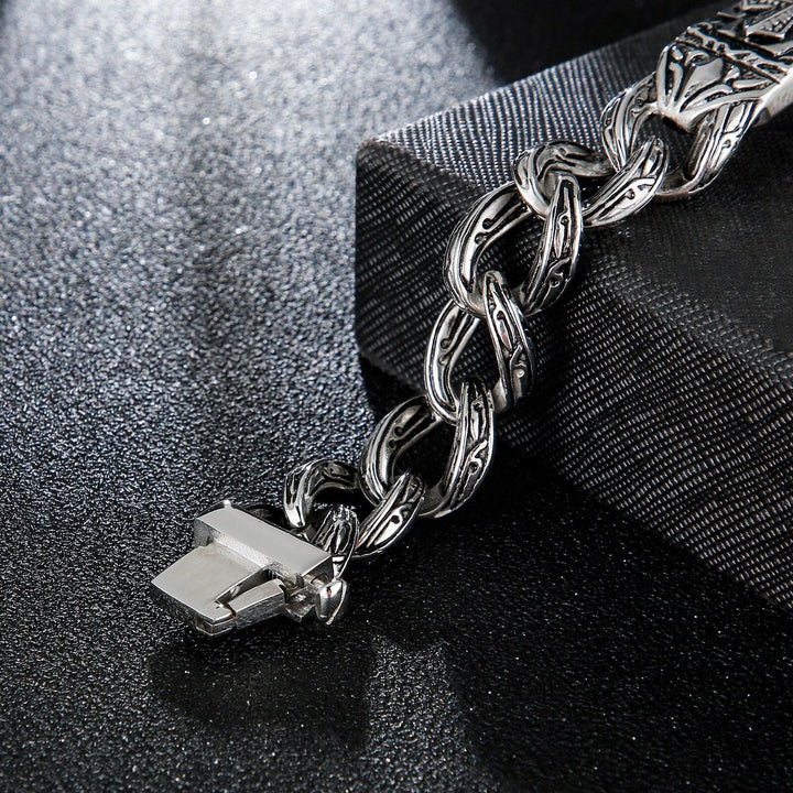 KALEN Punk 225 mm O-chain Bracelet Men's Stainless Steel Mysterious Symbol Male Jewelry.