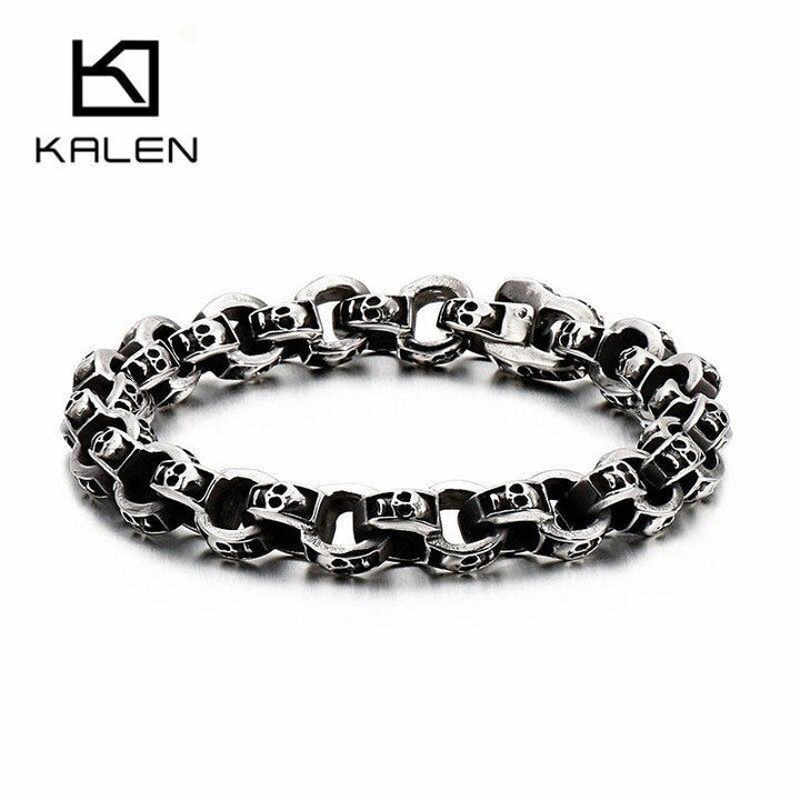 KALEN Punk 23cm Long Skull Bracelets For Men Stainless Steel Multi Skeleton Charm Link Chain Brecelets Male Gothic Jewelry 2019.