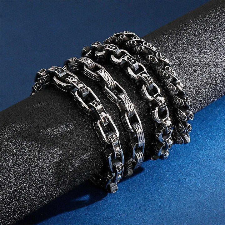 KALEN Punk 23cm Long Skull Bracelets For Men Stainless Steel Multi Skeleton Charm Link Chain Brecelets Male Gothic Jewelry 2019.