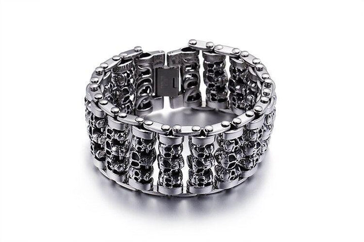 KALEN Punk 316 Stainless Steel Multiple Skull Heads Charm Bracelets For Men Biker Hand Chain Bracelet Drop Shipping Jewelry.