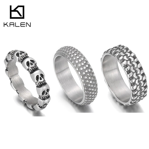 Kalen Punk 316L Stainless Steel Men's Ring Skull Ring Fashion Party Accessories Size 8-12.