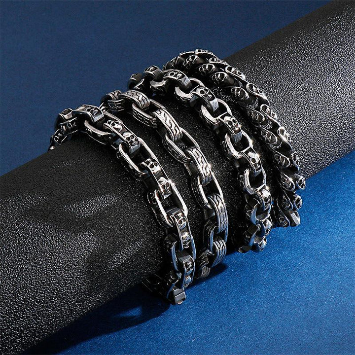 Kalen Punk 8/10/11mm Stainless Steel Skull Chain Bracelet for Men - kalen