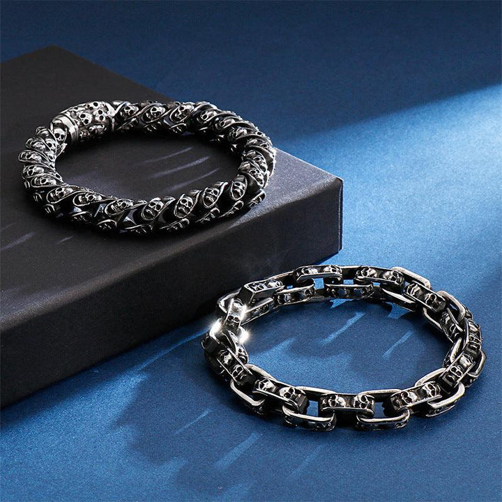 Kalen Punk 8/10/11mm Stainless Steel Skull Chain Bracelet for Men - kalen