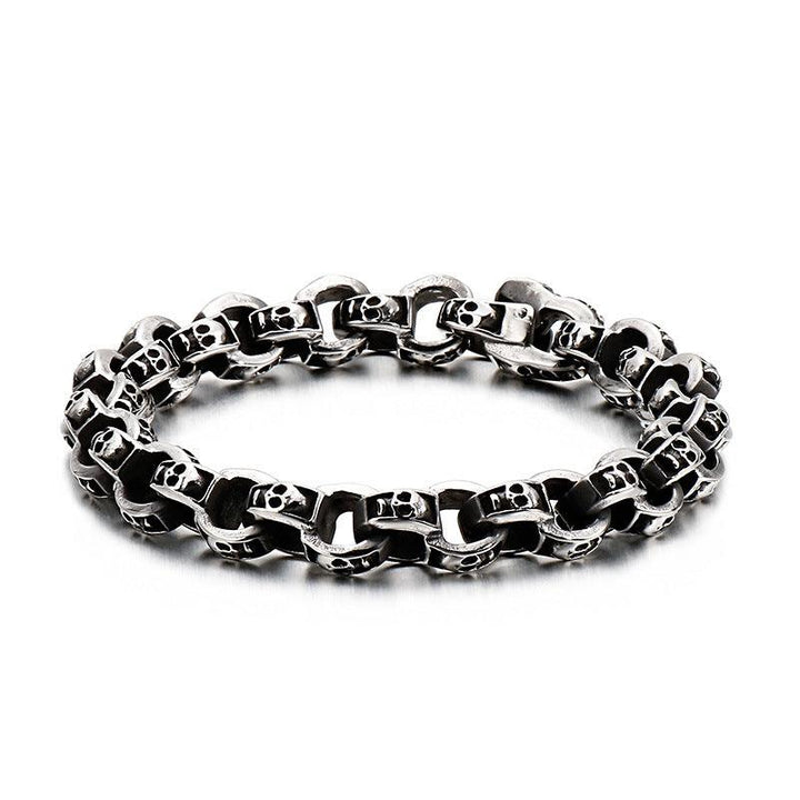 Kalen Punk 8/10/11mm Stainless Steel Skull Chain Bracelet for Men - kalen