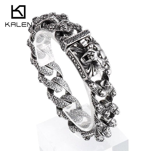 KALEN Punk Animal Cuban Bracelet Men Stainless Steel 316L Fashion Jewelry.