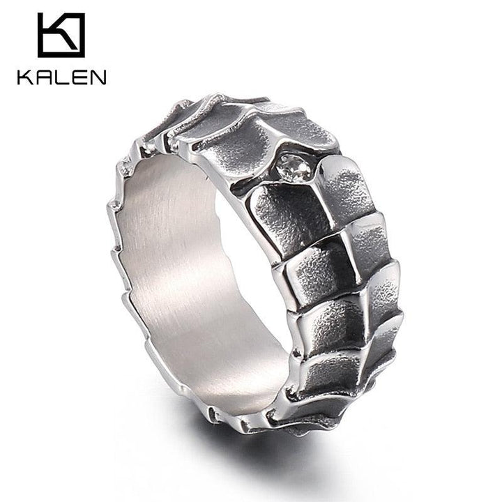 KALEN Punk Animal Nail Charm Ring Men Stainless Steel 316L Matte Jewelry #9 #13.