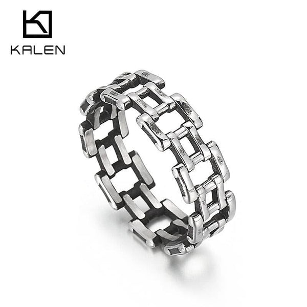 Kalen Punk Bicycle Chain Ring For  Men Female Cool Vintage Animal Pattern Fashion Rings Jewelry Birthday Gift.