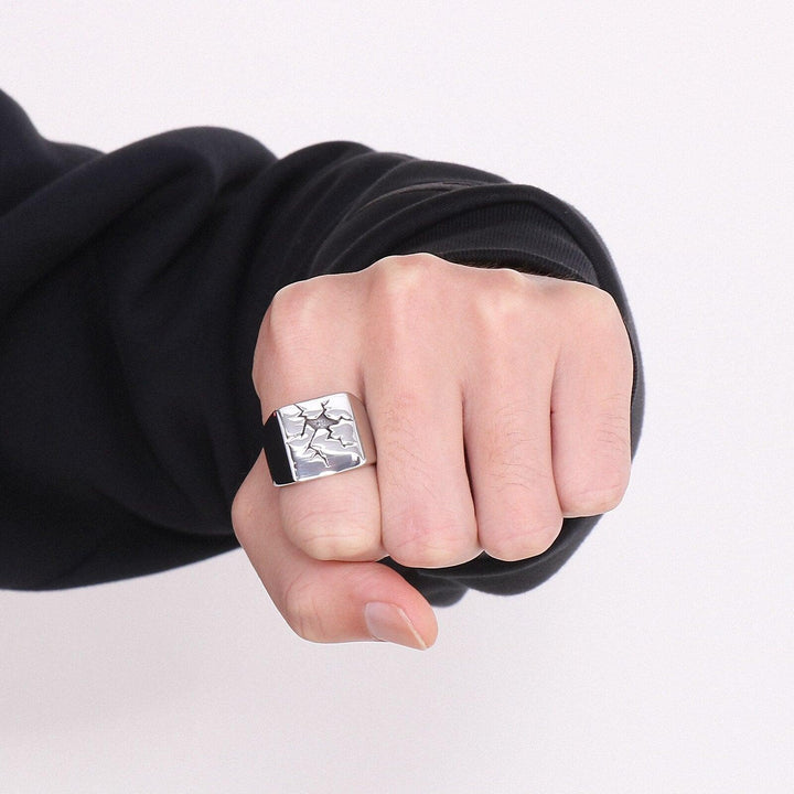 KALEN Punk Cracks Charm Ring Men Stainless Steel 316L Shiny Jewelry #9 #13.