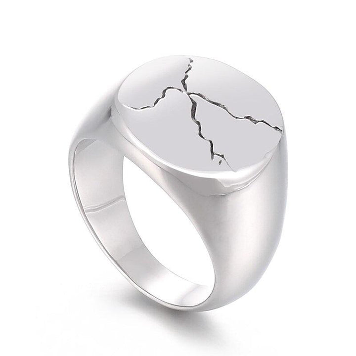 KALEN Punk Cracks Charm Ring Men Stainless Steel 316L Shiny Jewelry #9 #13.